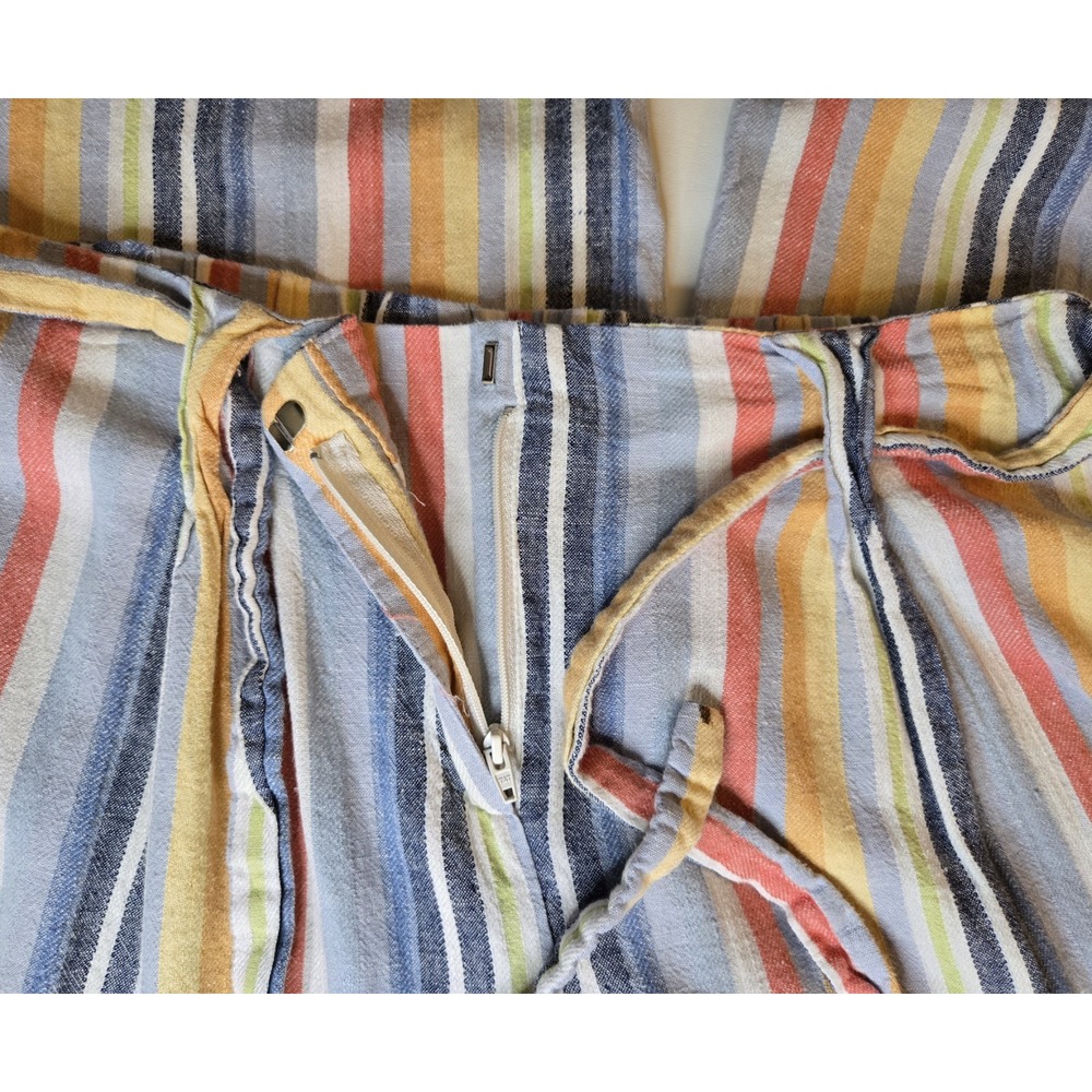 Laundry by Shelli Segal Pants Womens S Linen Wide Leg Striped Boho Chic Relaxed - Picture 10 of 15